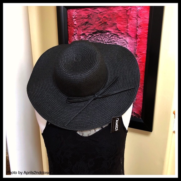 Black Floppy Wide Brim Oversized Fedora Panama Hat - Picture 3 of 8